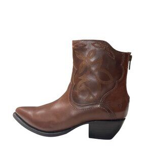 Frye Shane Western Short Boots Brown Leather Size 8 New With Box